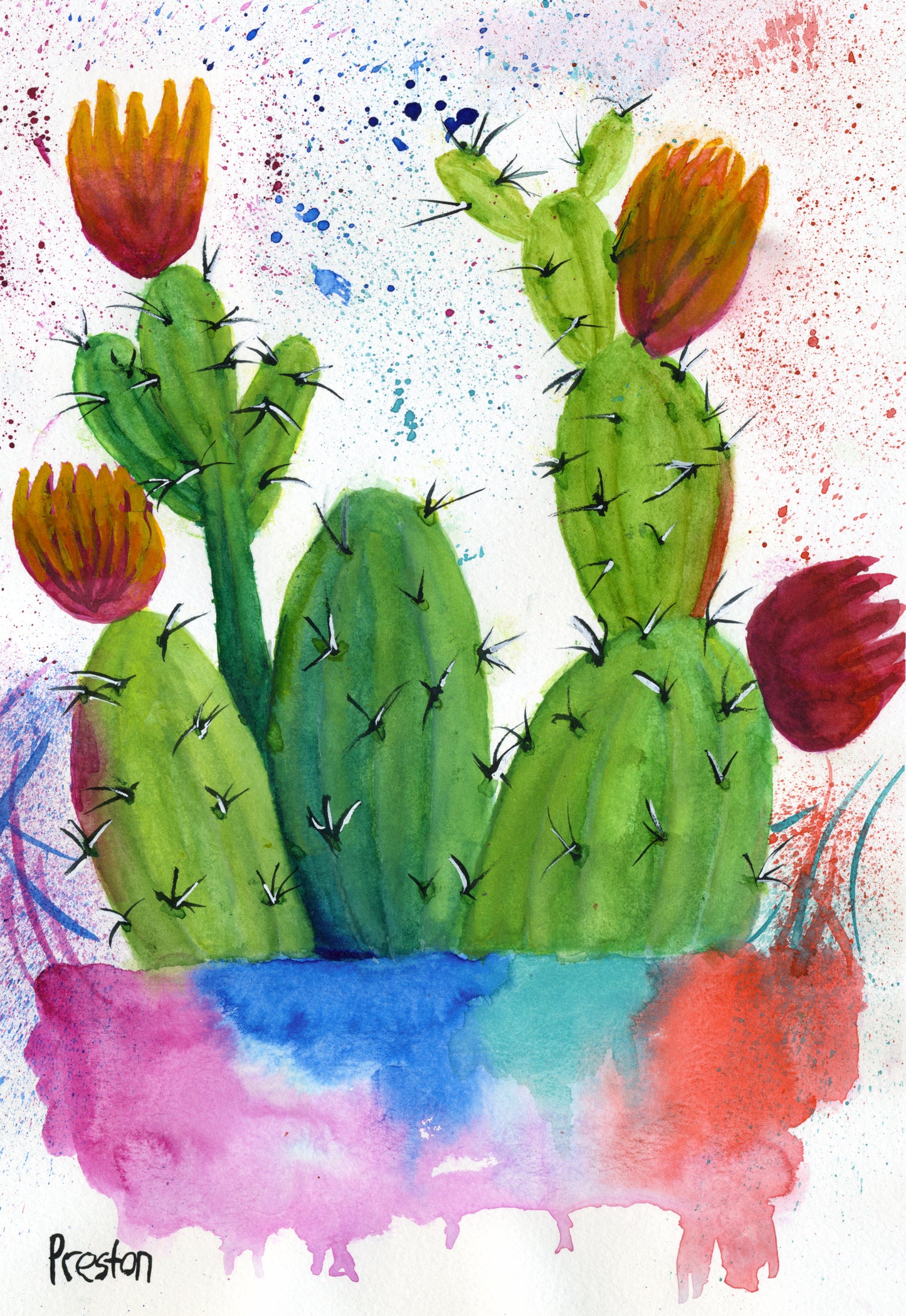 Practice Cactus - ORIGINAL PAINTING